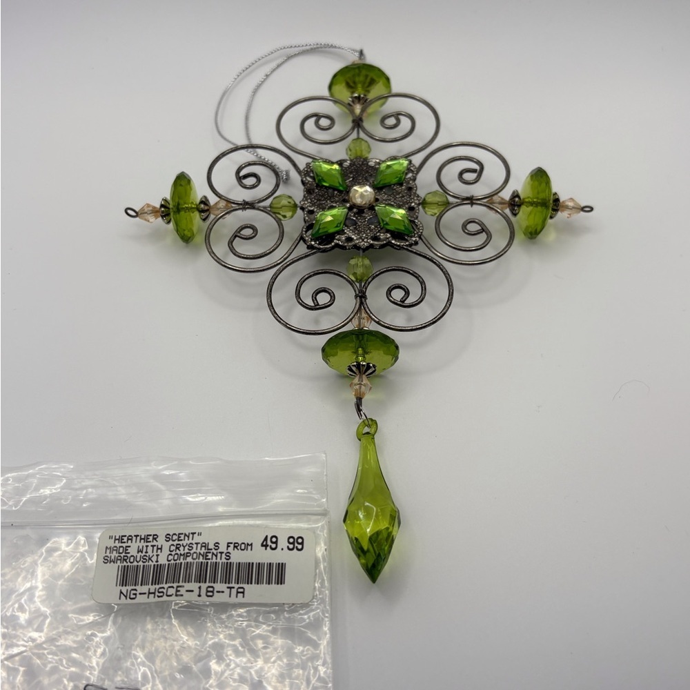 Green Holiday Ornament with Swarovski Crystals